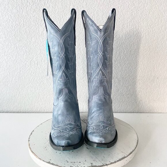 Lane LEXINGTON Womens Cowboy Boots 7.5 Blue Western Cowgirl Mid Calf Pointed Toe - Picture 5 of 11